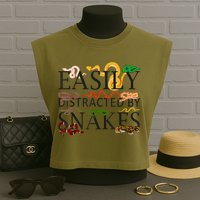 Snake Serpent Easily Distracted By Snakes Garment-Dyed Women's Muscle Tee