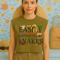 Snake Serpent Easily Distracted By Snakes Garment-Dyed Women's Muscle Tee