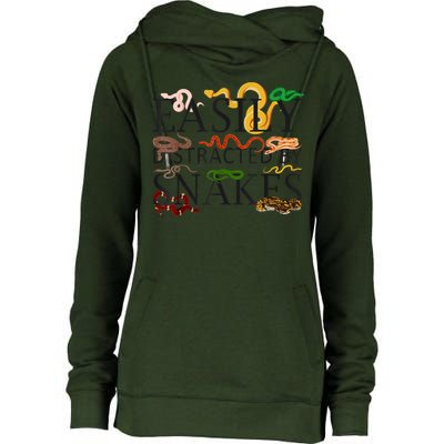 Snake Serpent Easily Distracted By Snakes Womens Funnel Neck Pullover Hood