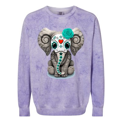 Sugar Skull Elephant Day Of The Dead Halloween Gift Colorblast Crewneck Sweatshirt