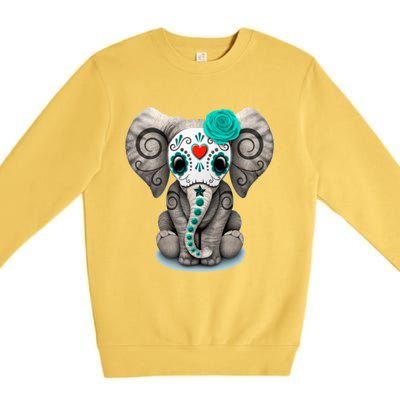 Sugar Skull Elephant Day Of The Dead Halloween Gift Premium Crewneck Sweatshirt