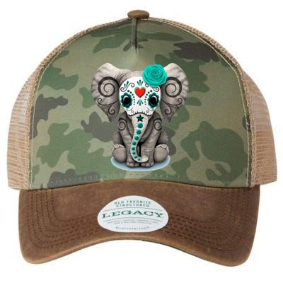 Sugar Skull Elephant Day Of The Dead Halloween Gift Legacy Tie Dye Trucker Hat