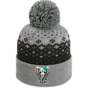 Sugar Skull Elephant Day Of The Dead Halloween Gift The Baniff Cuffed Pom Beanie