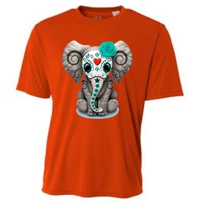 Sugar Skull Elephant Day Of The Dead Halloween Gift Cooling Performance Crew T-Shirt