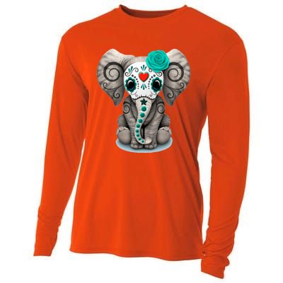 Sugar Skull Elephant Day Of The Dead Halloween Gift Cooling Performance Long Sleeve Crew