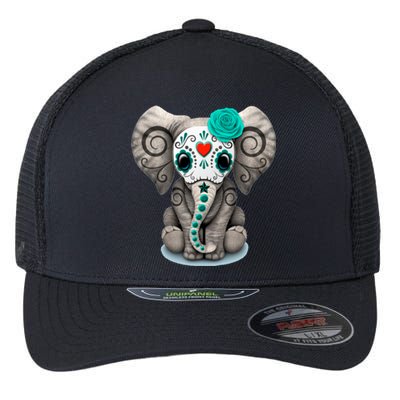 Sugar Skull Elephant Day Of The Dead Halloween Gift Flexfit Unipanel Trucker Cap