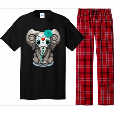 Sugar Skull Elephant Day Of The Dead Halloween Gift Pajama Set