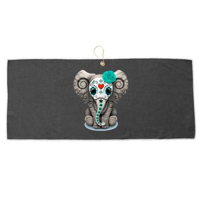 Sugar Skull Elephant Day Of The Dead Halloween Gift Large Microfiber Waffle Golf Towel