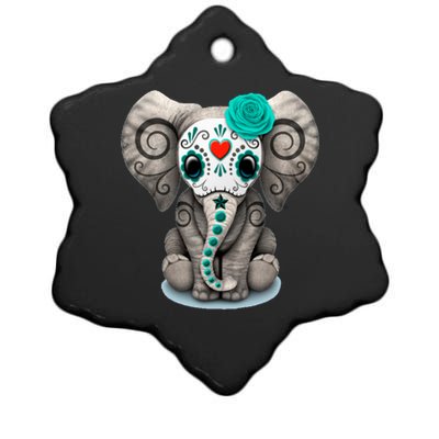 Sugar Skull Elephant Day Of The Dead Halloween Gift Ceramic Star Ornament