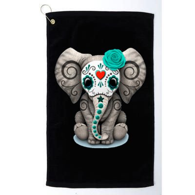 Sugar Skull Elephant Day Of The Dead Halloween Gift Platinum Collection Golf Towel