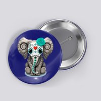 Sugar Skull Elephant Day Of The Dead Halloween Gift Button