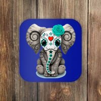 Sugar Skull Elephant Day Of The Dead Halloween Gift Coaster