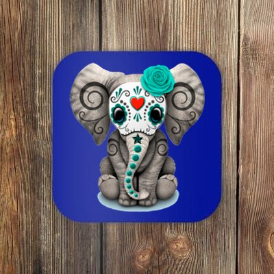 Sugar Skull Elephant Day Of The Dead Halloween Gift Coaster