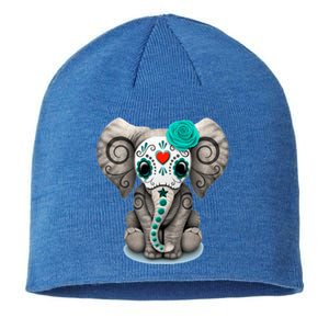 Sugar Skull Elephant Day Of The Dead Halloween Gift Sustainable Beanie