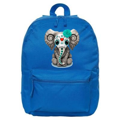 Sugar Skull Elephant Day Of The Dead Halloween Gift 16 in Basic Backpack