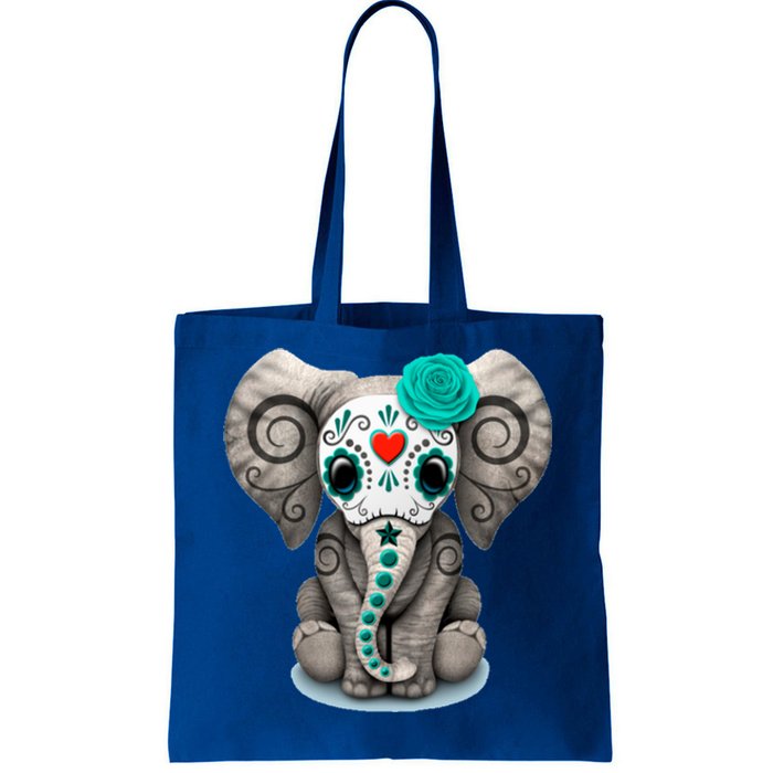 Sugar Skull Elephant Day Of The Dead Halloween Gift Tote Bag