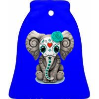 Sugar Skull Elephant Day Of The Dead Halloween Gift Ceramic Bell Ornament