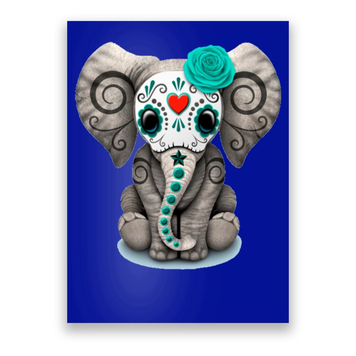 Sugar Skull Elephant Day Of The Dead Halloween Gift Poster