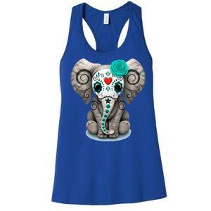 Sugar Skull Elephant Day Of The Dead Halloween Gift Women's Racerback Tank