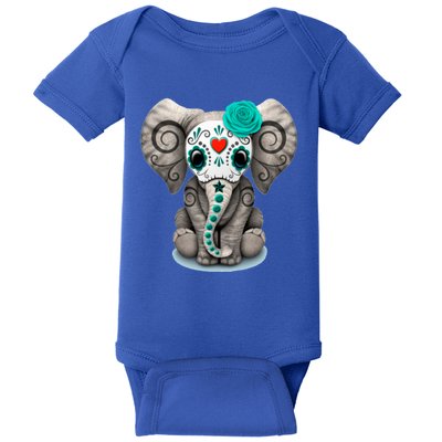 Sugar Skull Elephant Day Of The Dead Halloween Gift Baby Bodysuit