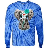 Sugar Skull Elephant Day Of The Dead Halloween Gift Tie-Dye Long Sleeve Shirt