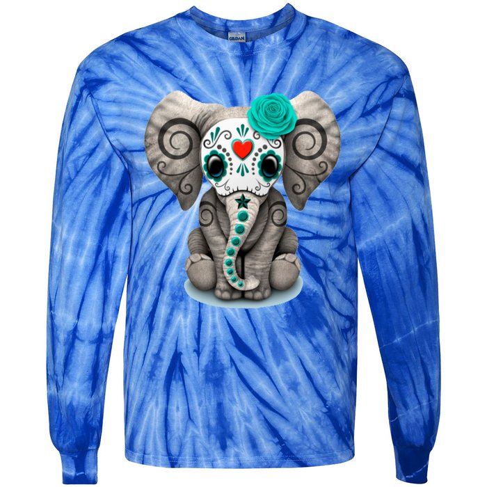 Sugar Skull Elephant Day Of The Dead Halloween Gift Tie-Dye Long Sleeve Shirt