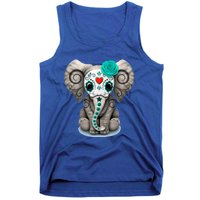 Sugar Skull Elephant Day Of The Dead Halloween Gift Tank Top