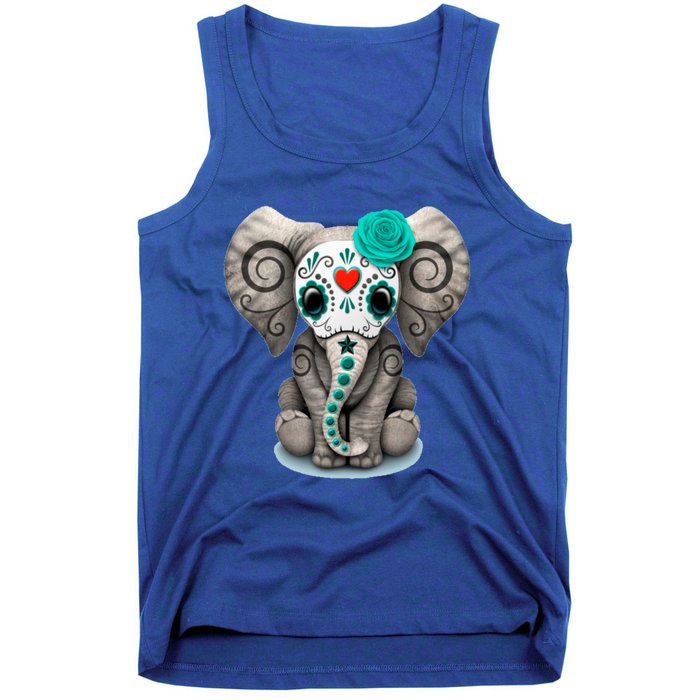 Sugar Skull Elephant Day Of The Dead Halloween Gift Tank Top