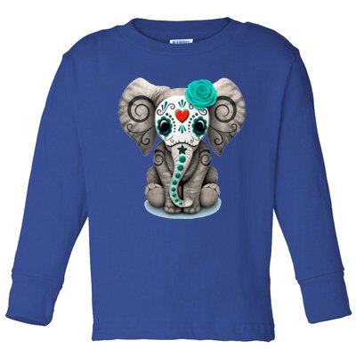 Sugar Skull Elephant Day Of The Dead Halloween Gift Toddler Long Sleeve Shirt