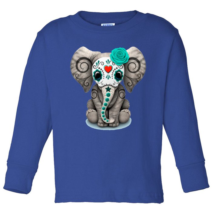 Sugar Skull Elephant Day Of The Dead Halloween Gift Toddler Long Sleeve Shirt