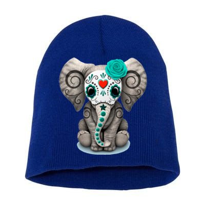 Sugar Skull Elephant Day Of The Dead Halloween Gift Short Acrylic Beanie