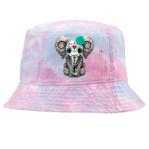 Sugar Skull Elephant Day Of The Dead Halloween Gift Tie-Dyed Bucket Hat