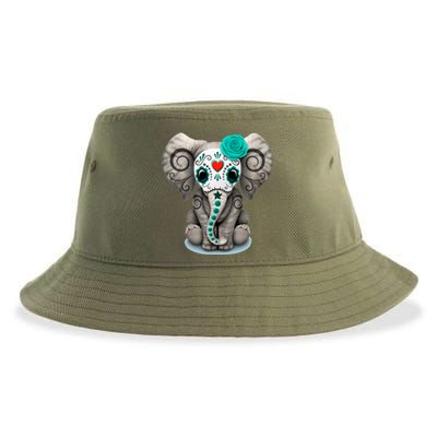 Sugar Skull Elephant Day Of The Dead Halloween Gift Sustainable Bucket Hat