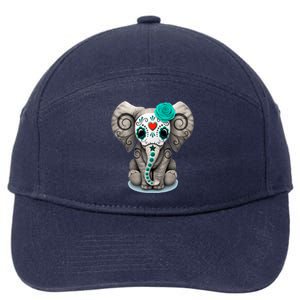 Sugar Skull Elephant Day Of The Dead Halloween Gift 7-Panel Snapback Hat