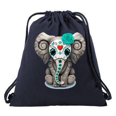 Sugar Skull Elephant Day Of The Dead Halloween Gift Drawstring Bag