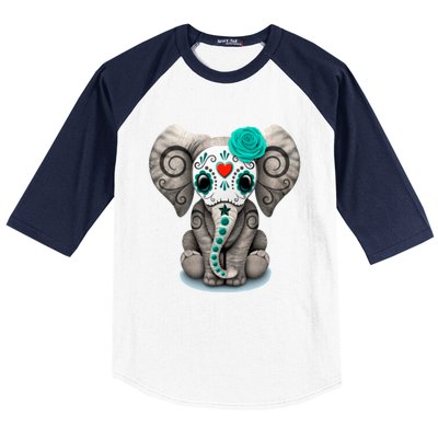 Sugar Skull Elephant Day Of The Dead Halloween Gift Baseball Sleeve Shirt