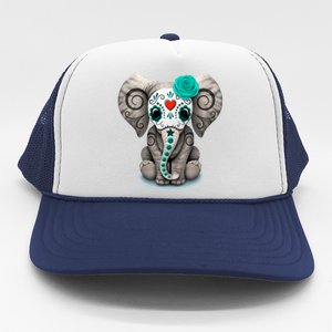 Sugar Skull Elephant Day Of The Dead Halloween Gift Trucker Hat