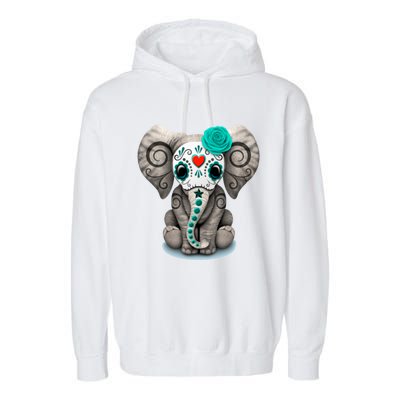 Sugar Skull Elephant Day Of The Dead Halloween Gift Garment-Dyed Fleece Hoodie