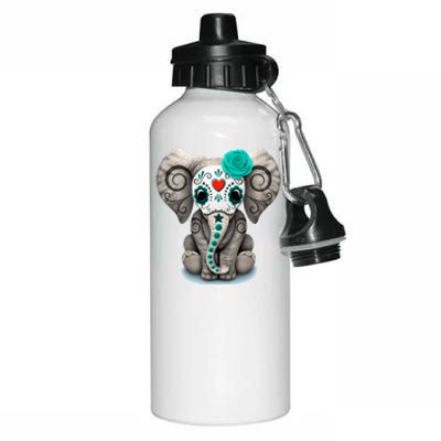 Sugar Skull Elephant Day Of The Dead Halloween Gift Aluminum Water Bottle