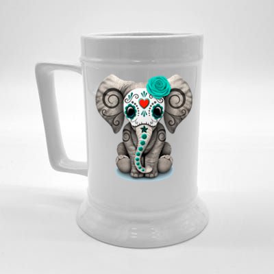 Sugar Skull Elephant Day Of The Dead Halloween Gift Beer Stein