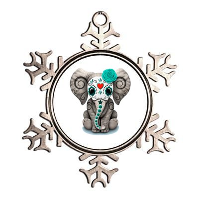 Sugar Skull Elephant Day Of The Dead Halloween Gift Metallic Star Ornament