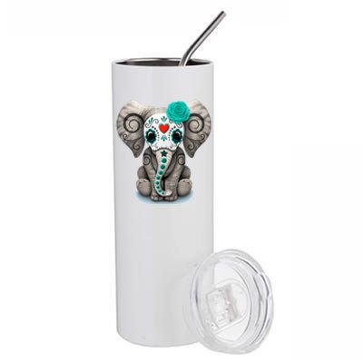 Sugar Skull Elephant Day Of The Dead Halloween Gift Stainless Steel Tumbler