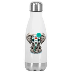 Sugar Skull Elephant Day Of The Dead Halloween Gift Stainless Steel Insulated Water Bottle