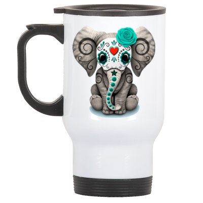 Sugar Skull Elephant Day Of The Dead Halloween Gift Stainless Steel Travel Mug