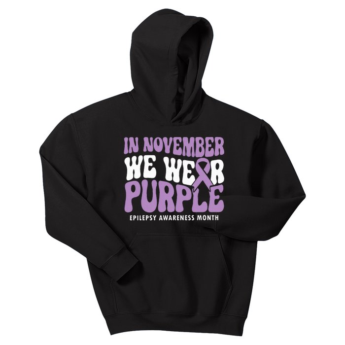 Support Squad Epilepsy Awareness In November We Wear Purple Kids Hoodie