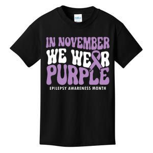 Support Squad Epilepsy Awareness In November We Wear Purple Kids T-Shirt