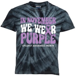 Support Squad Epilepsy Awareness In November We Wear Purple Kids Tie-Dye T-Shirt