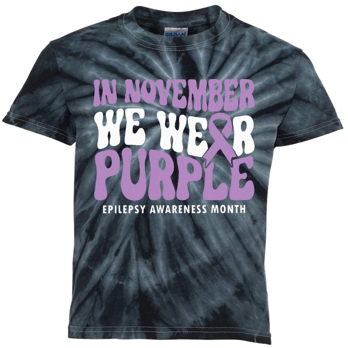 Support Squad Epilepsy Awareness In November We Wear Purple Kids Tie-Dye T-Shirt