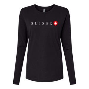 Switzerland Swiss Emblem Suisse Womens Cotton Relaxed Long Sleeve T-Shirt