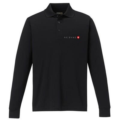 Switzerland Swiss Emblem Suisse Performance Long Sleeve Polo